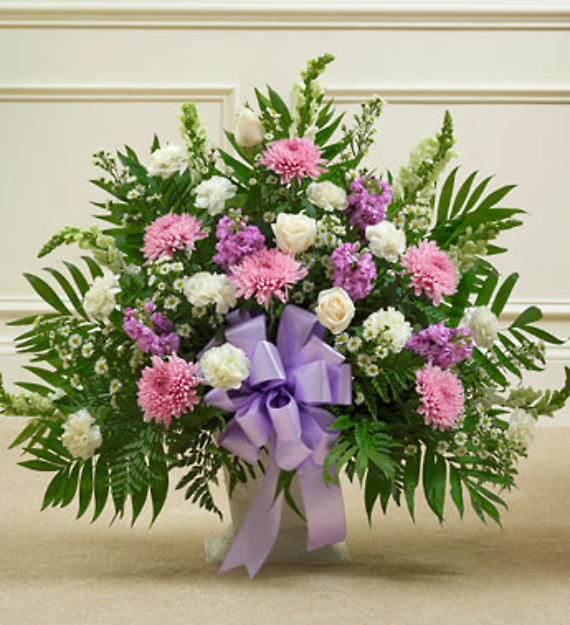 Tribute Lavender &amp; White Floor Basket Arrangement