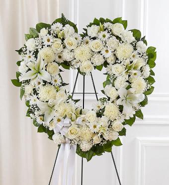 Always Remember&trade; Floral Heart Tribute- White