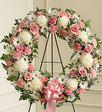 Serene Blessings Pink &amp; White Standing Wreath