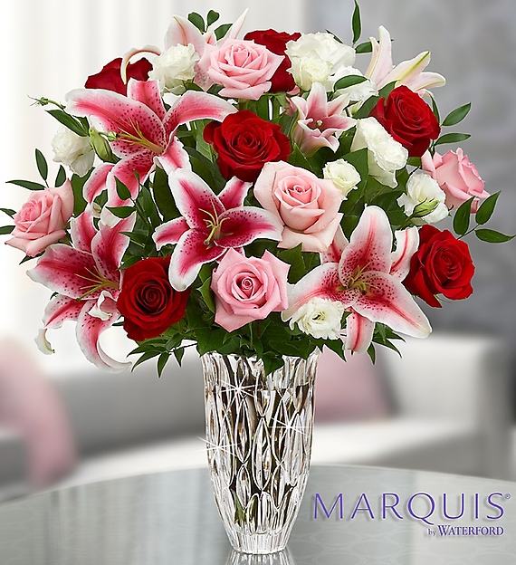 Marquis by Waterford&reg; Red Rose and Lily Bouquet