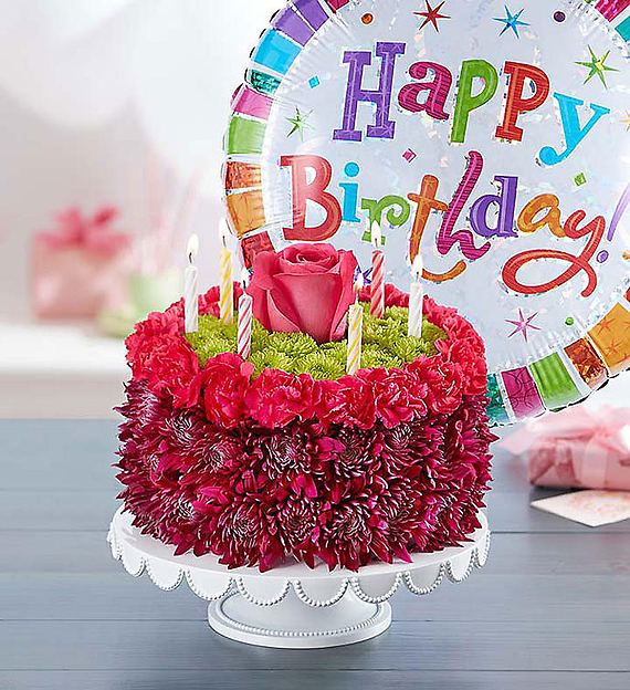 Birthday Wishes Flower Cake&trade; Purple